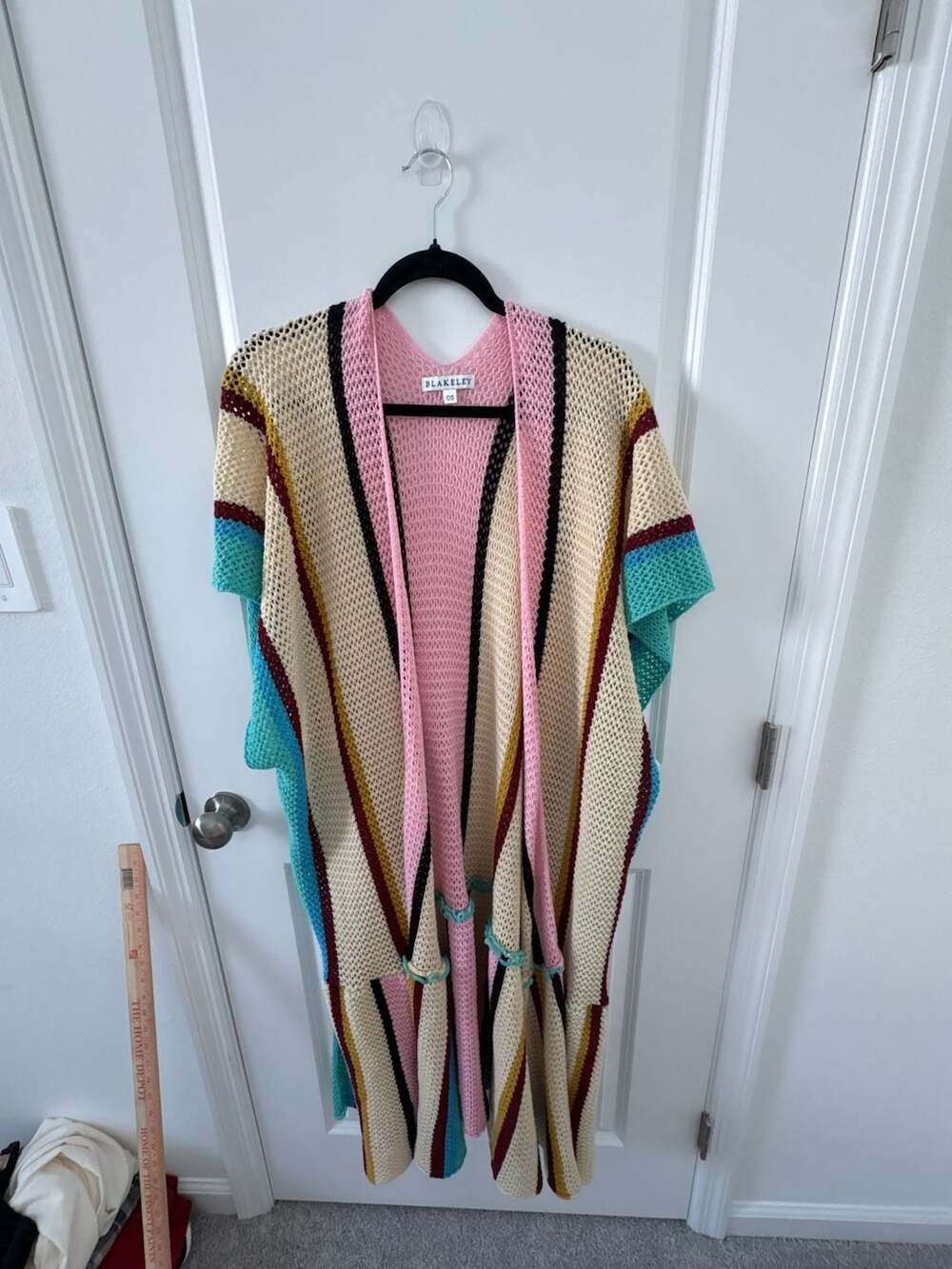 Blakeley All for Sun Stripe Open Knit Kimono Cover-Up